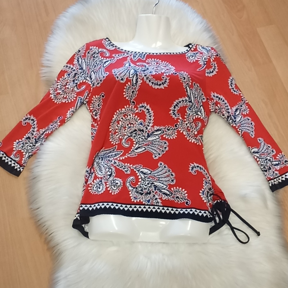 Ruby Rd. Floral Jersey Ruched Tunic - Picture 10 of 13